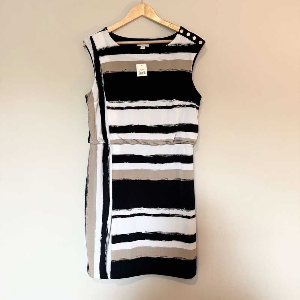 Cato Fashion Mini Sleeveless Black and White Dress